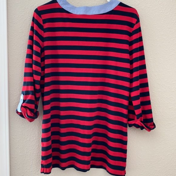 Tommy Hilfiger Red Blue Striped Nautical Women's Shirt Size Large - Picture 5 of 8